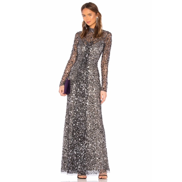 parker black sequin dress